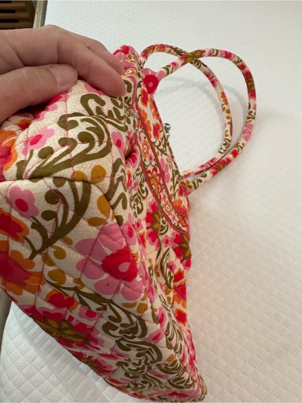 Vera Bradley Alice Kisslock Satchel Bag Folkloric Floral Quilted Retired EUC - Picture 7 of 17